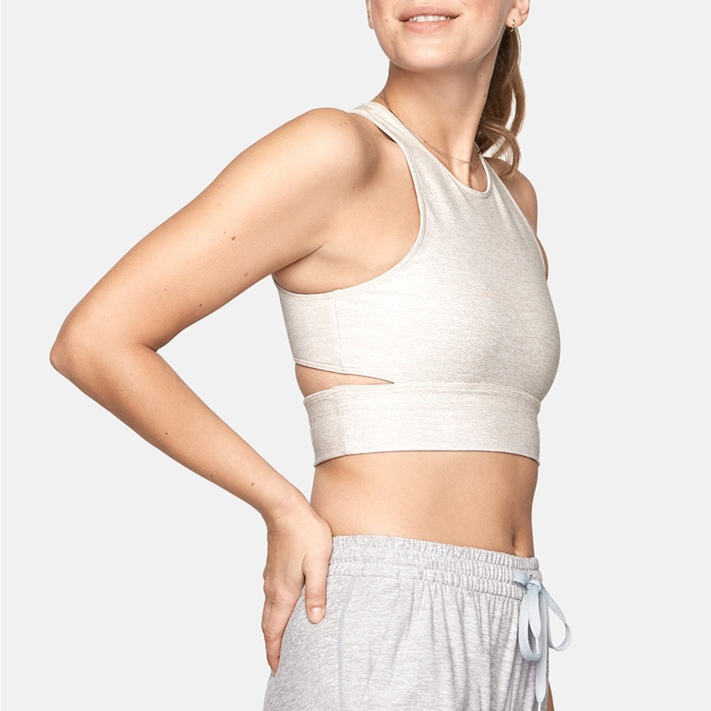Outdoor Voices Slashback Crop Top in Oatmeal